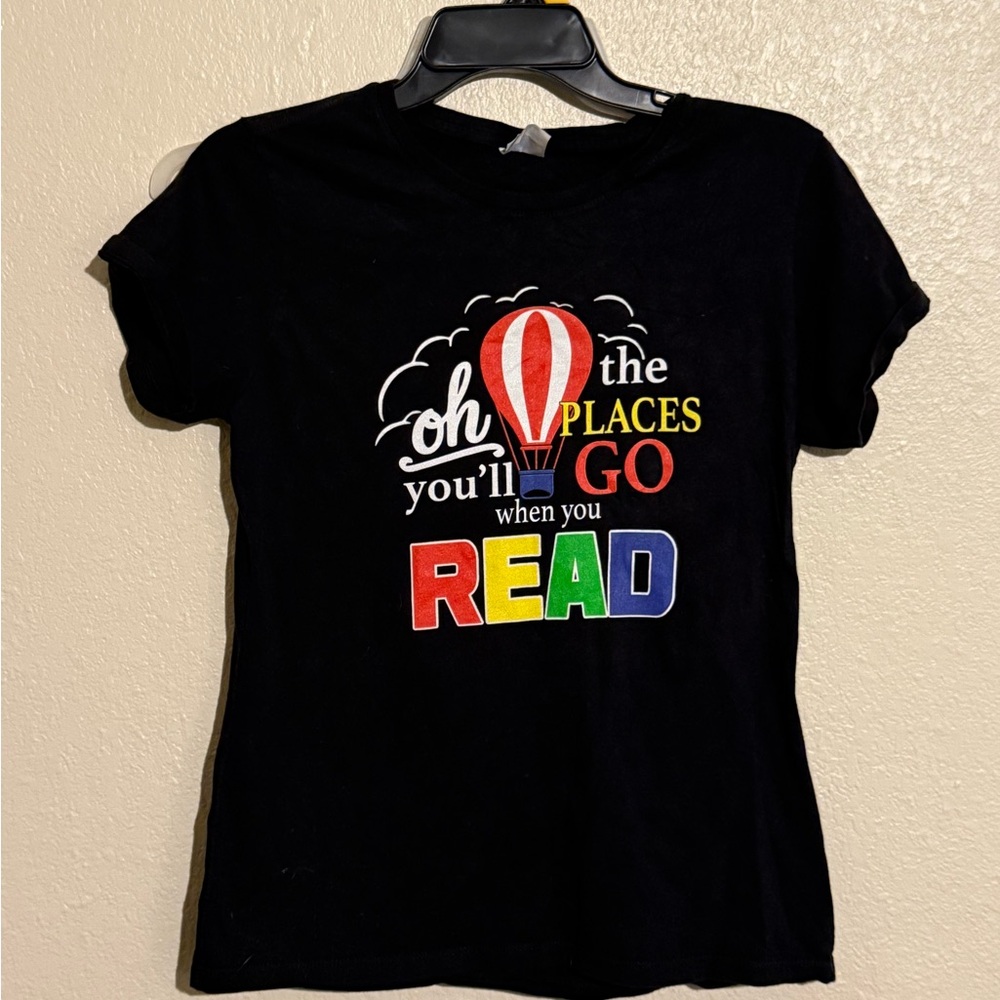 Black Graphic Tee with Colorful Print